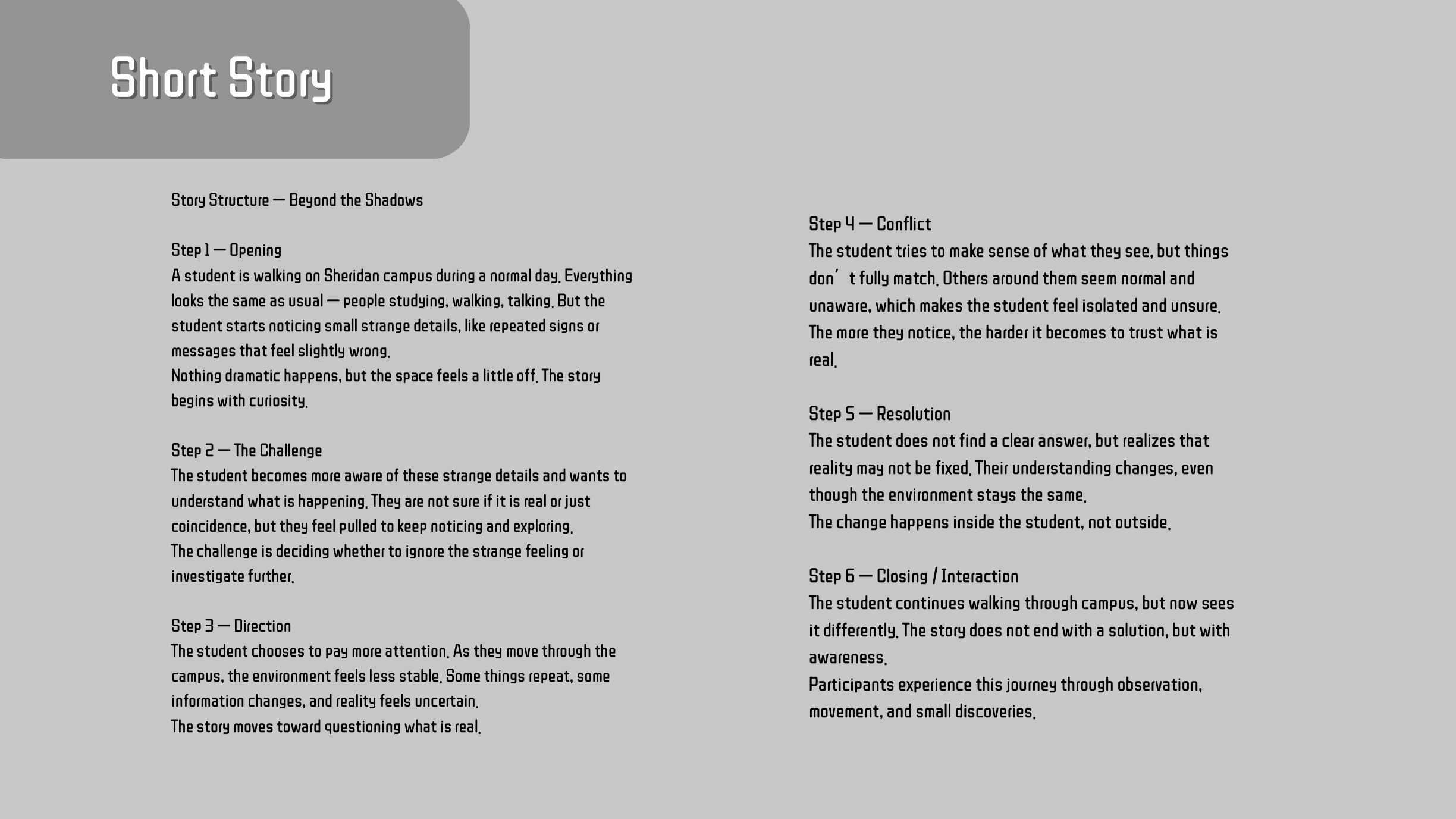 Project 1 story structure slide