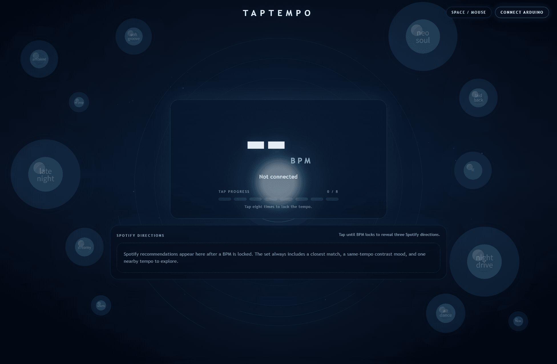 TapTempo interactive music recommender interface